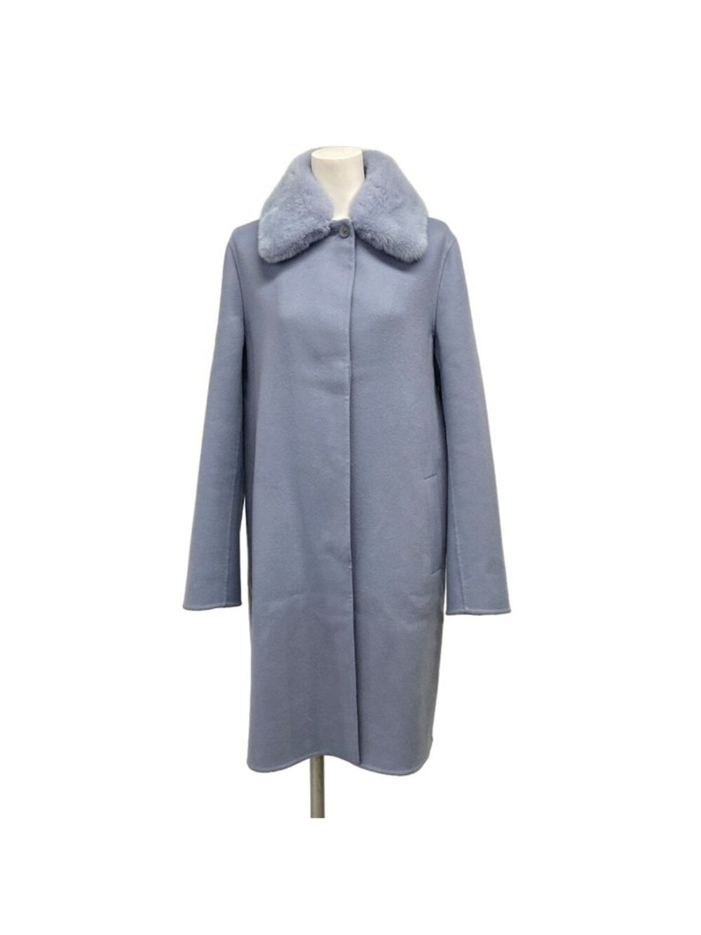 Loro Piana Coat S Light Blue Long Sleeve Mink